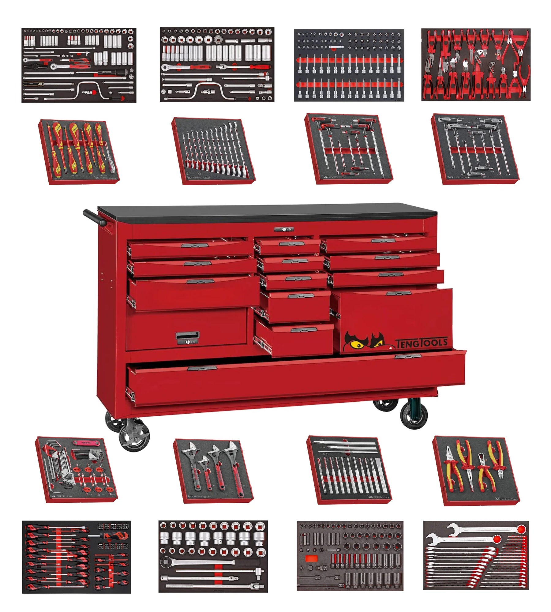 Teng Tools Kit di strumenti in schiuma EVA Juggernaut da 608 pezzi da 67 pollici di larghezza - TCW813UNBK-EVA 1